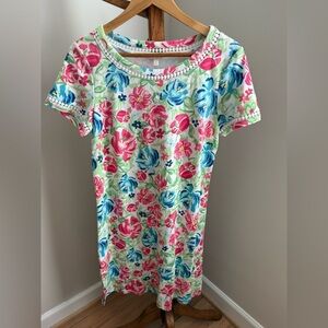 Talbots Small 100% Cotton Short Sleeve Casual Floral Dress